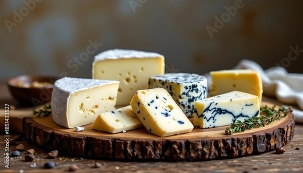 Fototapeta Artisanal Cheese Board with Warm Natural Lighting