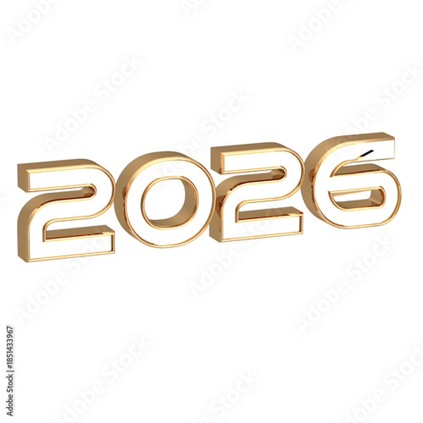 Obraz 2026 3DCG レンダリング画像 数字 年 透過PNG