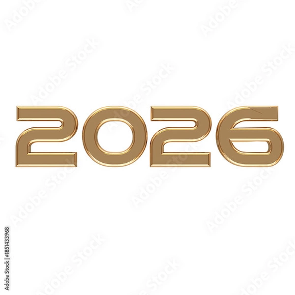 Obraz 2026 3DCG レンダリング画像 数字 年 透過PNG