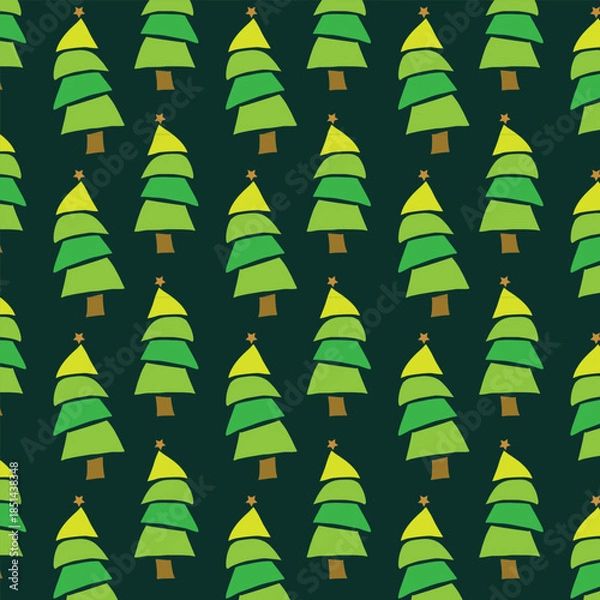 Obraz Green Christmas Trees Seamless Pattern