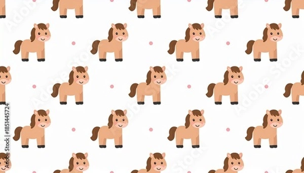 Obraz 2026年午年：可愛い馬のミニマルパターン。ベビー用品やラッピング用の背景素材