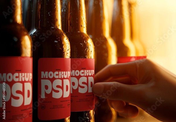 Obraz Beer Bottle Label Shelf Mockup