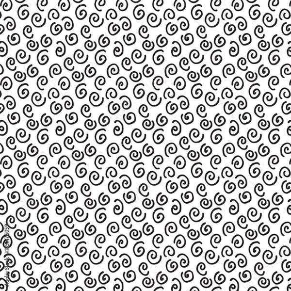 Obraz Black and white vector abstract seamless pattern with a hand-drawn round spiral shape 