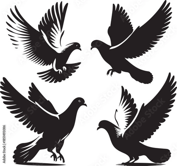 Obraz Birds icon silhouette vector with white background