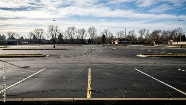 Obraz Empty Parking Lot on a Cloudy Day.