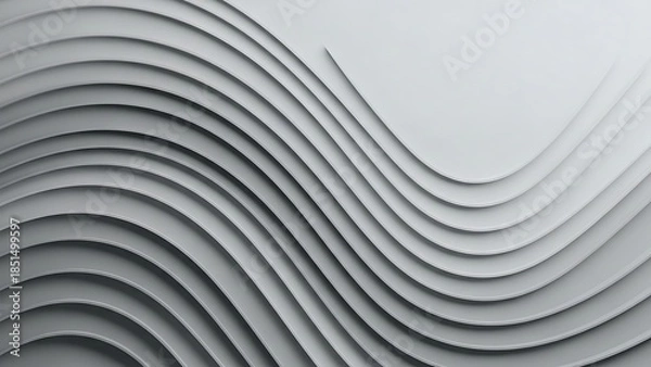 Fototapeta Abstract White Wavy Layers Background with Smooth Gradient.