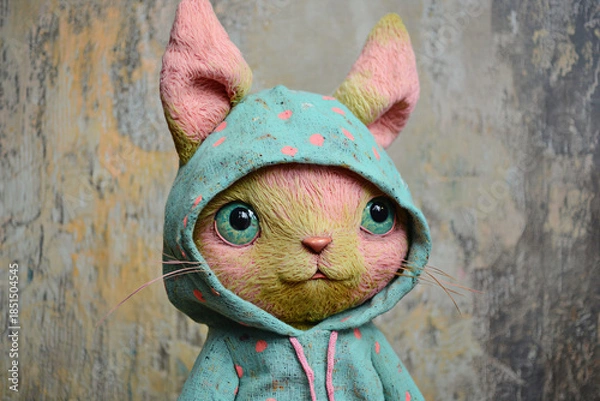 Obraz Cute anthropomorphic character in a colorful hoodie with big eyes