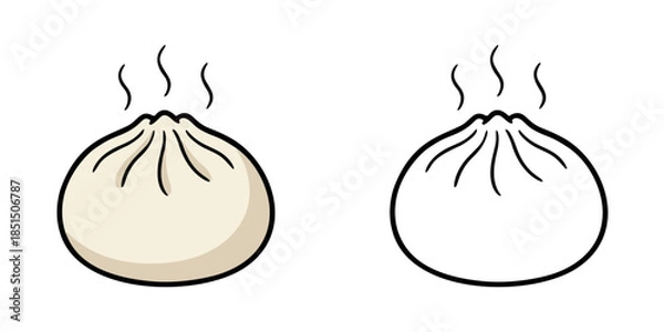 Obraz シンプルな肉まんのアイコンイラスト