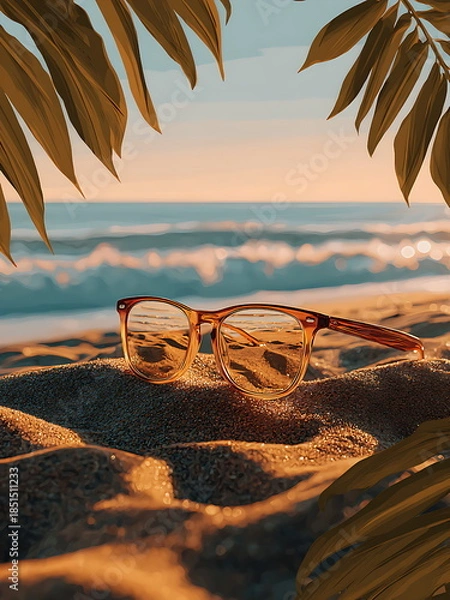 Obraz sunglasses on beach, on summer vacation