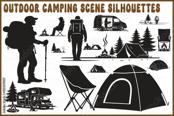 Obraz set of camping elements