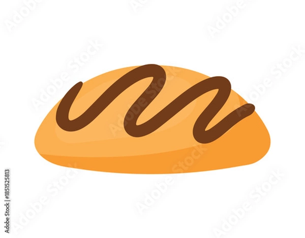 Obraz Cookie with Choco Topping Pastry Vector Illustration