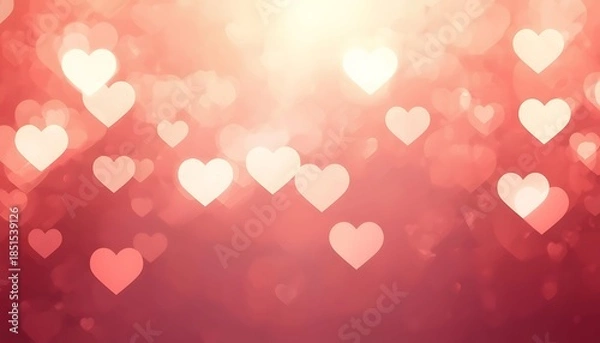 Obraz Romantic Heart Bokeh Background – Soft Pink Love Lights, Valentine Day Abstract Blur Scene
