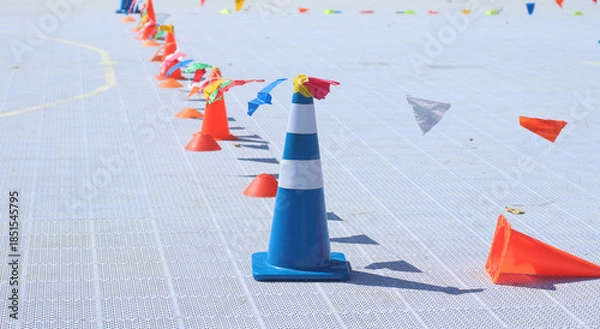 Obraz Traffic cones placed on the road.