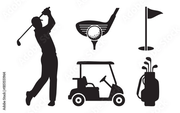 Obraz Golf Sport Silhouette Set