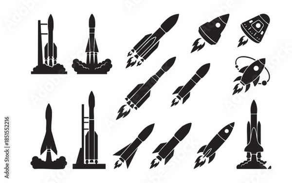 Obraz Space Rocket Ship Silhouettes