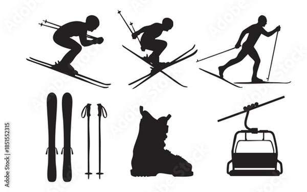Obraz Ski Sport Silhouettes