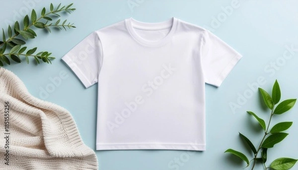 Fototapeta Blank T-Shirt Mockup – Flat & Folded, Bright Lifestyle Background, High Resolution
