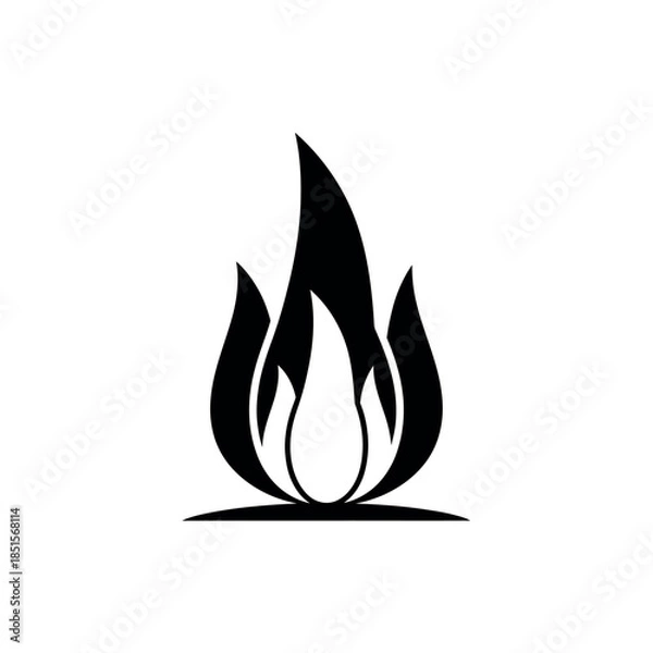 Fototapeta Stylized black flame icon on a white background.
