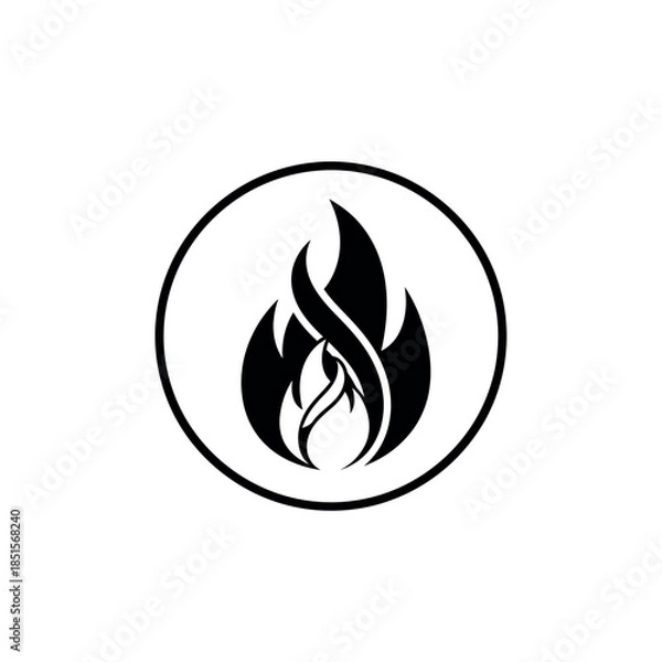 Fototapeta Stylized Fire Icon in Circle.