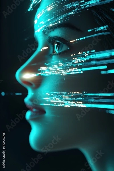 Obraz A cybernetic entity existing between the physical and digital realms, Rare Computing