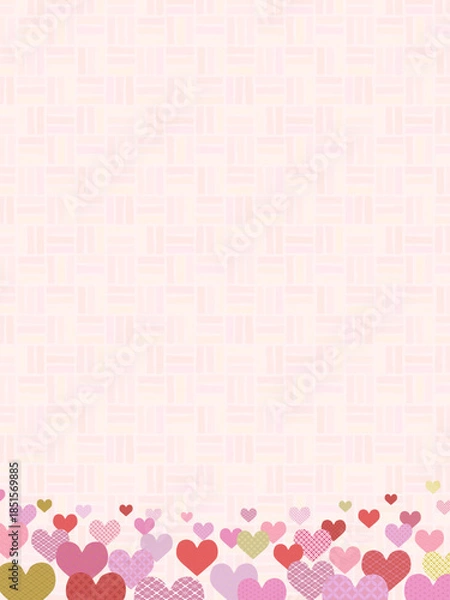 Obraz ハートの背景⑱縦_和柄_下部_ピンク算木くずし