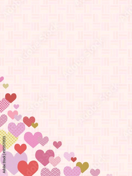 Obraz ハートの背景㉑縦_和柄_ななめ下__ピンク算木くずし