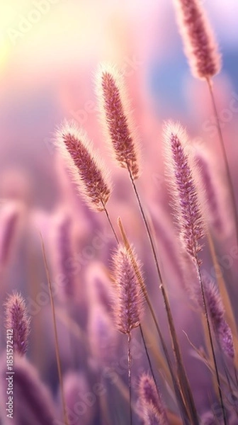Obraz PinkPurple Foxtails Gras Field Soft Focus Evening Light Nature