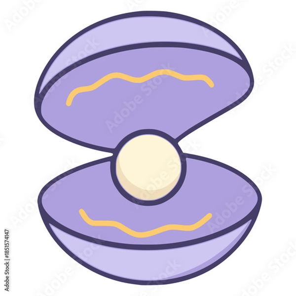 Obraz pearl inside shell sea life flat color vector illustration template design