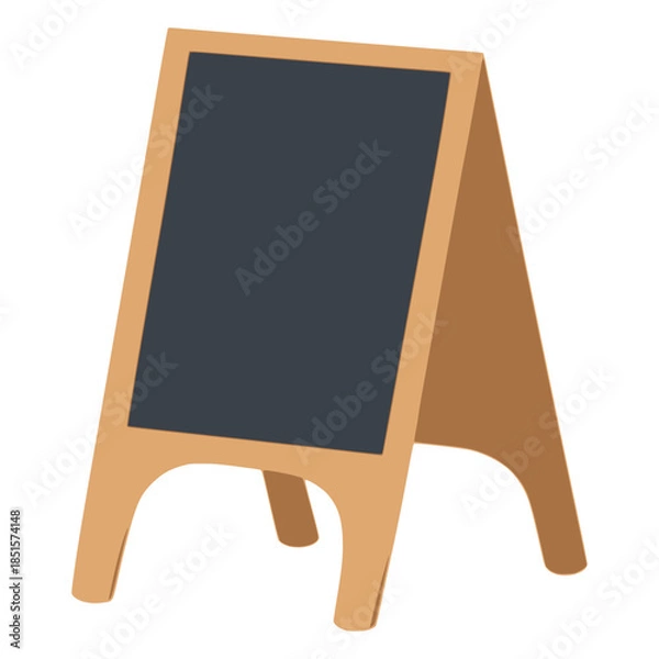 Obraz Empty black board chalk outdoor menu display flat color vector illustration template design