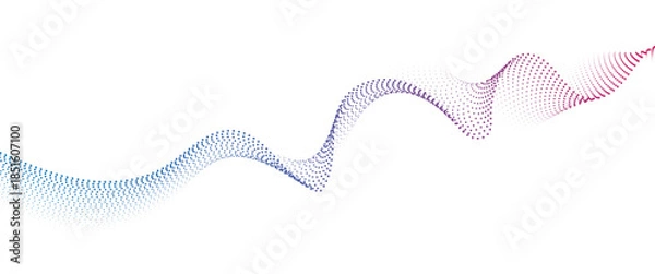 Obraz Flowing Dot Wave halftone gradient pattern on transparent background	
