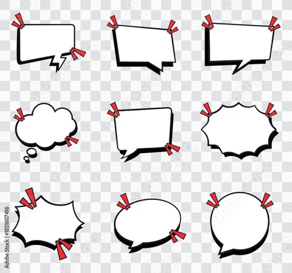 Fototapeta Dynamic Comic Speech and Thought Bubbles – Fun Cartoon Dialogue Elements Collection