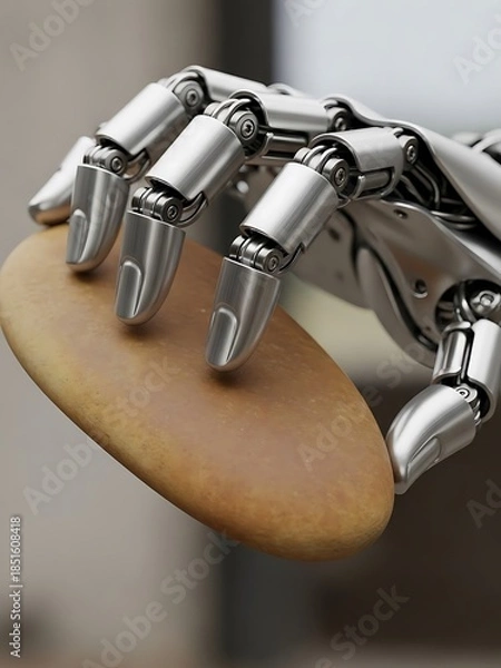Obraz Robotic Hand Holding Stone Showing Delicate Interaction Between Machine
