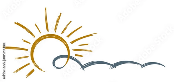 Obraz A pen sketch of sun and sea. 
