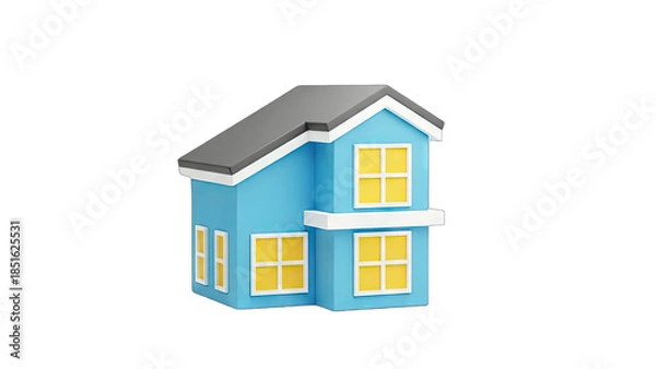 Obraz 3D Rendered Blue House on White Background