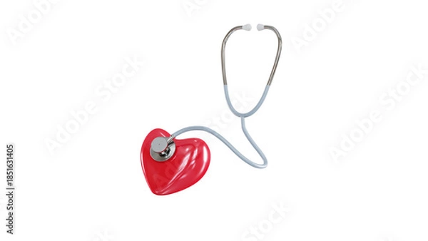 Obraz red heart with stethoscope 3D rendering