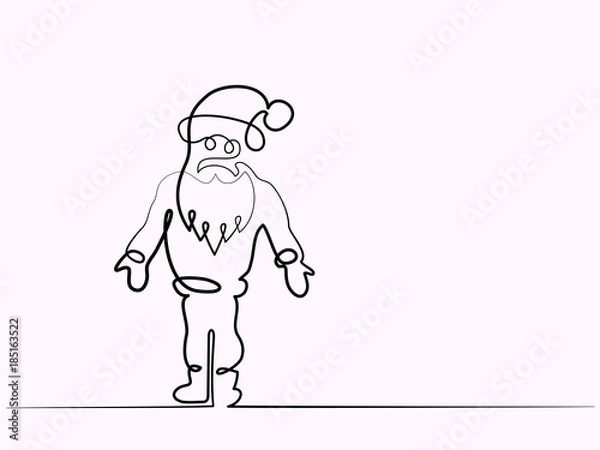 Fototapeta Continuous line different width drawing. Santa Claus Christmas sign. Vector illustration