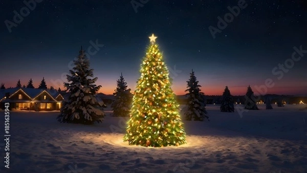 Obraz christmas tree at night