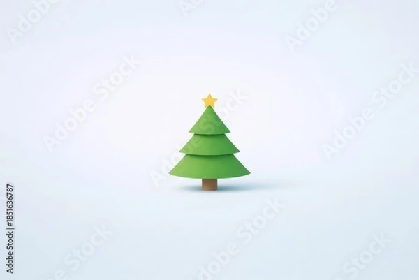 Obraz Simple Christmas Tree with Star on Top