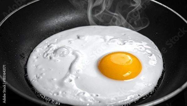 Fototapeta フライパンで目玉焼きを焼く写真