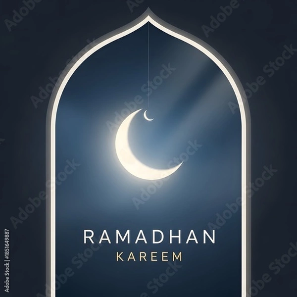 Fototapeta Crescent Moon Illuminated within an Ornate Archway on a Dark Background