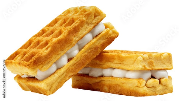 Fototapeta Viennese Waffle with cream isolated, full depth of field