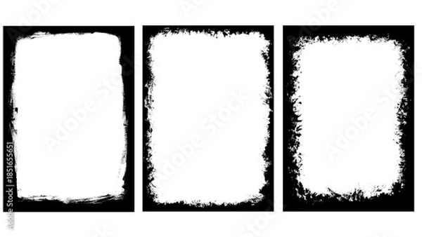 Fototapeta black stroke grunge border frame empty background picture template