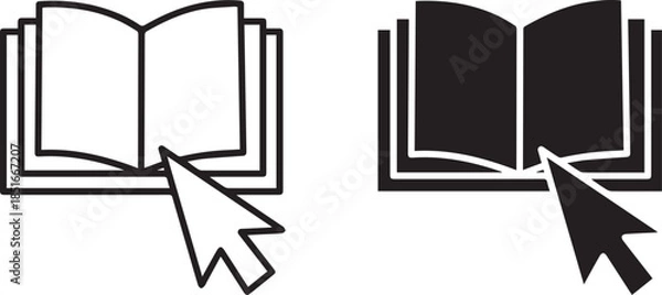 Obraz Open Book with Cursor Icon. Online Learning Icon”E-Book Access Symbol