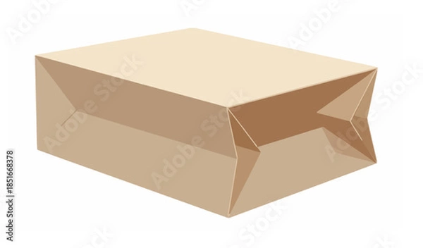 Fototapeta Rectangular beige paper bag vector illustration isolated on white