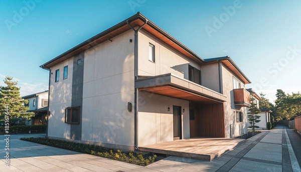 Obraz モダンデザインが特徴の日本の新築住宅外観