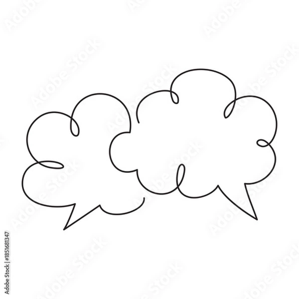 Fototapeta Simple Speech Bubbles for Communication and Dialogue. One line and a continuous line icon