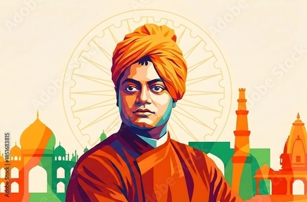 Fototapeta Poster design illustration for india national youth day.