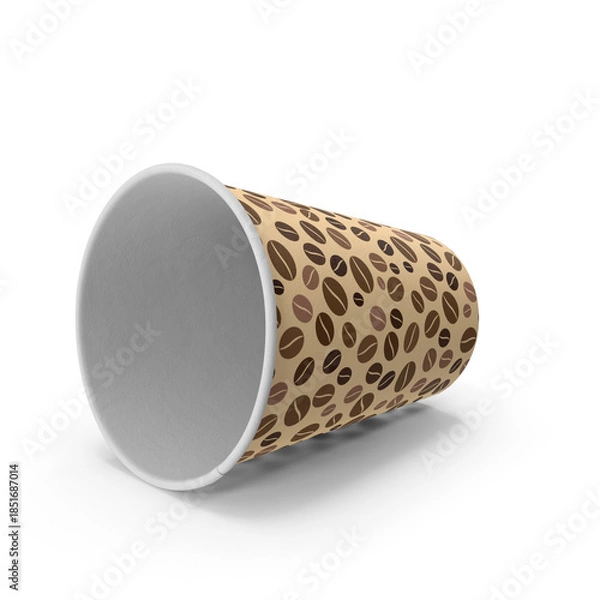 Obraz Empty 12oz disposable Coffee Takeout Cup with coffee beans Pattern