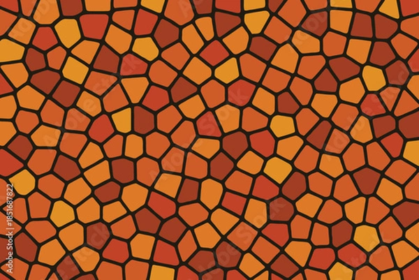 Fototapeta Warm Orange Mosaic Stone Tile Pattern Organic Background