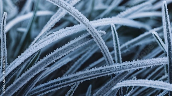 Fototapeta Frost Pattern on Winter Grass